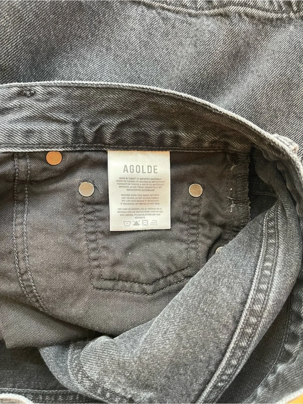 Agolde Washed Black High-Rise Denim Shorts